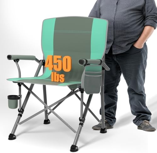 Oversized Camping Chair for Adults Heavy Duty,Heavy Duty Lawn Chair with Side Pockets，Outdoor Camping, Fishing, Beach,Hiking Foldable Camping Chair