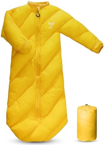 T40 Toddler Sleeping Bags Boys Girls | Ages 2-4 | Puffy Kids Sleeping Bag Camping Sleepovers |up to 46 in| Lightweight Compact Comfort for Indoor Outdoor Machine Washable (Yellow)