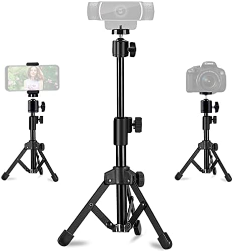 Webcam Tripod Stand Extendable Desktops Tripod for Camera/Phone/Webcam, Desk Tripods Webcam Mount Holder Compatible with Logitech Webcams C925e C922x C922 C930e C930 C920 C615 /iPhone/Ring Light