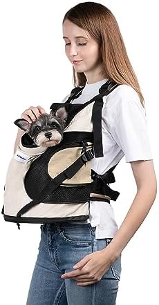 Dog Carriers for Small Dogs,Dog Backpack with 2 Pocket for Travel,Comfortable Dog Front Carrier Suitable for Dogs 8-18 pounds Machine Washable (Beige)