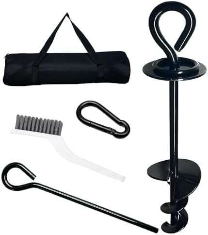 Heavy Duty Dog Tie Out Stakes for Yard, RV Dog Leash, Outdoor, Beach Anchor, For Large Dogs Camping Essentials, Loop,black