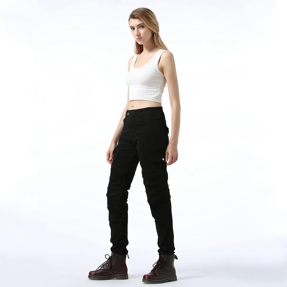 LOMENG Motorcycle Riding Pants Women with CE Level 2 Removable Armor