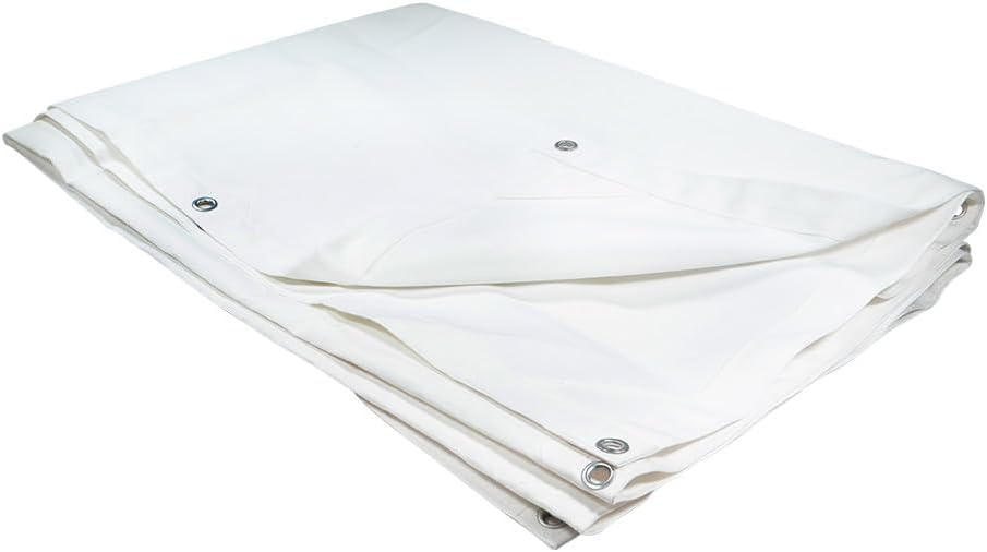 8' x 10' White Canvas Tarp 12oz - Water Resistant & Breathable - Heavy Duty Tarps - Multipurpose Tarpaulin Cover for Camping Tent