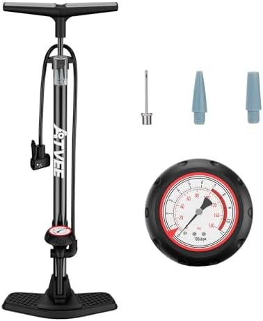 Bike Pump, 25” Height Full Size Bicycle Pump with 160 PSI High Pressure, Bike tire Pump with Presta and Schrader Valve, Bike Air Pump for Bike Tires, Balls and Swimming Ring,Bike Pumps with Psi Gauge