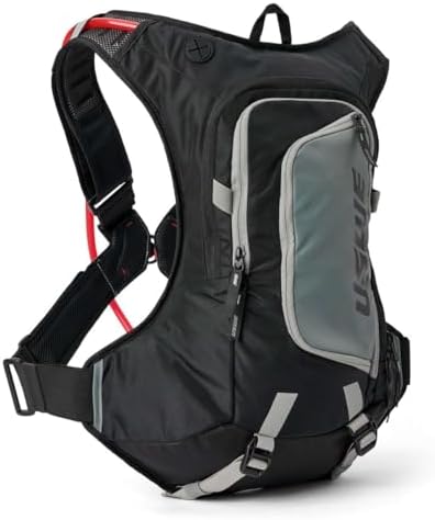 USWE Moto Hydro Hydration Pack - with Water Bladder, a High End, Bounce Free Backpack for Enduro and Off-Road Motorcycle (12L Adventure Fit Black/ Grey)