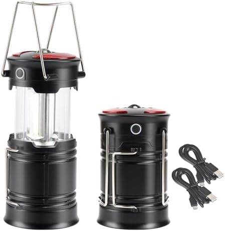 Lichamp 2 Pack Camping Lanterns Rechargeable and Battery Powered, E2BK