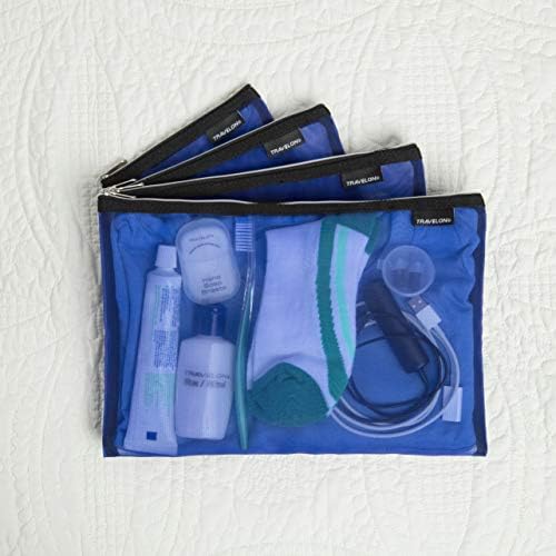 Travelon Set of 4 Mesh Pouches, Blue, 9.5 x 12.75 x 0.5