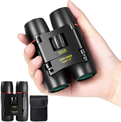 12X25 Mini Pocket Binoculars Compact, Small Lightweight Foldable