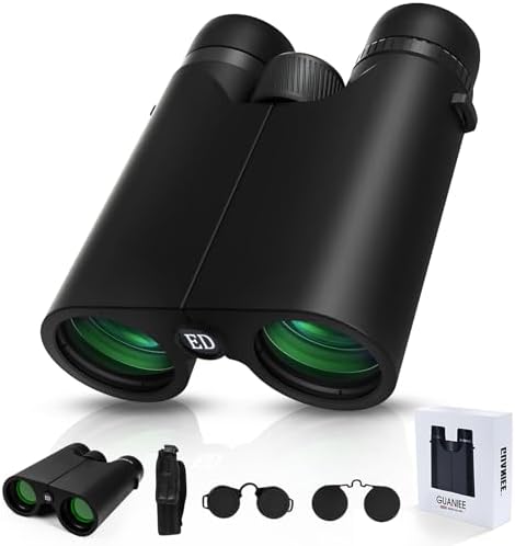 10x42 Binoculars for Adults High Powered Compact Binoculars with Low Light Night Vision for Bird Watching Hunting Travel Outdoor Sports, Easy to Focus