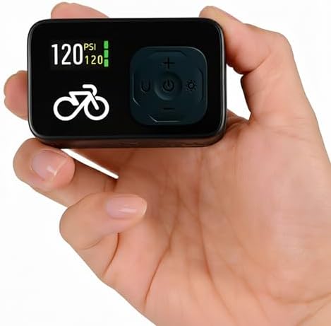 CycloSpirit Mini Electric Bike Pump with Digital Gauge, 120 PSI, Auto Shutoff at the Selected Pressure, USB-C, Presta & Schrader Compatible