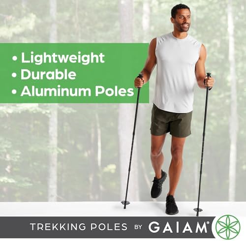Gaiam Trekking Poles, Pair, 7075 Aluminum Hiking Poles