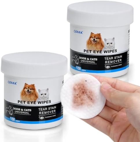 OPULA Dog Eye Wipes Biodegradable, Hypoallergenic Cat Dog Eye Cleaner, Pet Tear Stain Remover Wipes | Wrinkle, Face, Eye Cleaner Pads to Gently Remove Discharge, Crust | Unscented Pet Tear Wipe -300PZ