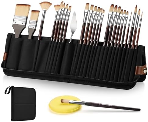 REDSHELL 26pcs Paint Brush Set, Acrylic Oil Painting Brushes for Artists