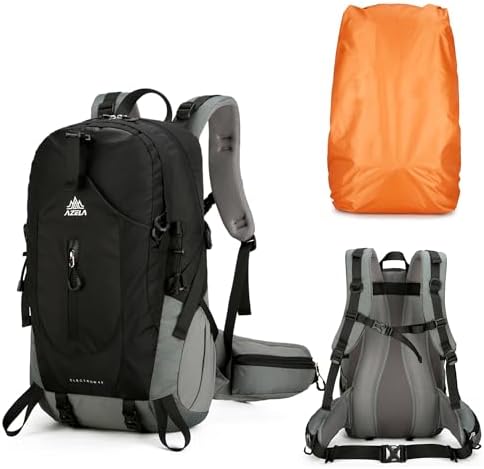 40L Hiking Backpack for Men and Women, Lightweight Waterproof Packable Camping Travel Daypack with Rain Cover (Black, 40 Liter)