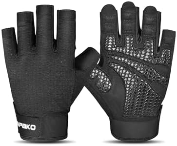 Workout Gloves for Men and Women, Half-Finger Gym Gloves, Shock-Absorbing, Anti-Slip & Breathable Exercise Gloves, Black