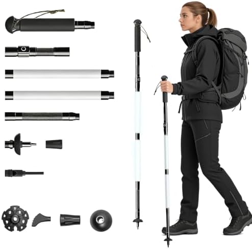 LED Trekking Pole,Lightweight Aluminum Hiking Poles for Women&Men,Collapsible Walking Sticks for Travel, Multifunctional Walking Sticks for Travel, Night Hiking, Mountaineering & Camping