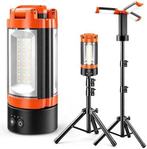 Rechargeable Camping Light with Stand, Magnetic 3 Colors Camping Lantern Work Light