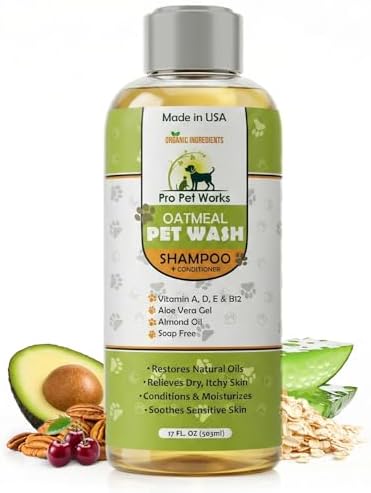 Oatmeal Dog Shampoo and Conditioner for Allergies, Itching and Sensitive Skin - Smelly, Itchy Pet Cleaning Supplies - Puppy Wash, Anti Itch and Dandruff, All Natural Formula - with Omega 3's