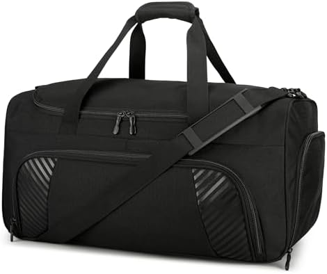 Urbanstand Gym Bag with Shoe Compartment - 50L Black Durable Large Duffle Bag for Travel, Weekender Carry On Duffel Bag for Men, Sports, Fitness & Workout