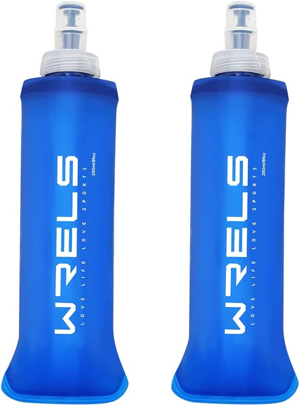 WRELS TPU Soft Flask Lightweight Portable Reusable Water Bottle,BPA Free Collapsible Flask for Hydration Pack in Running Hiking Cycling and Marathon