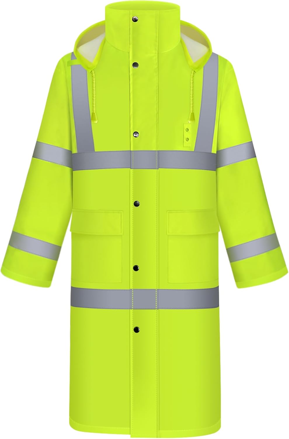 TCCFCCT Rain Jacket Hi Vis Rain Suits Waterproof with Hood, Heavy Duty Long Rain Coats for Work, Safety Rain Gear for Hiking Camping Outdoor Activities, L Navy Blue
