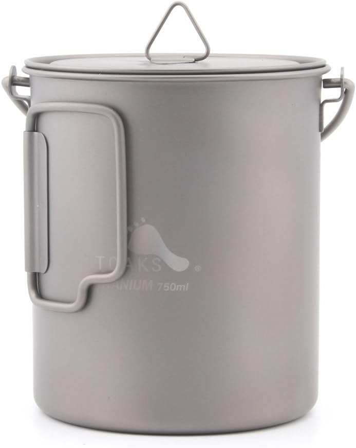 TOAKS Titanium 750ml Pot with Bail Handle for Ultralight Camping, Backpacking Cookware and Mug