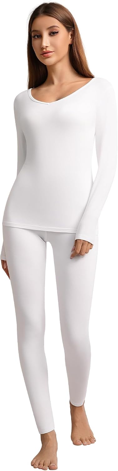 WiWi Soft Underwear for Women Thermal Long Johns Sets Super Warm Base Layer Top Pants Pajamas Set Viscose from Bamboo S-3X