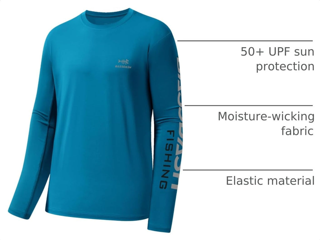 BASSDASH Fishing T Shirts for Men UV Sun Protection UPF 50+ Long Sleeve Tee T-Shirt