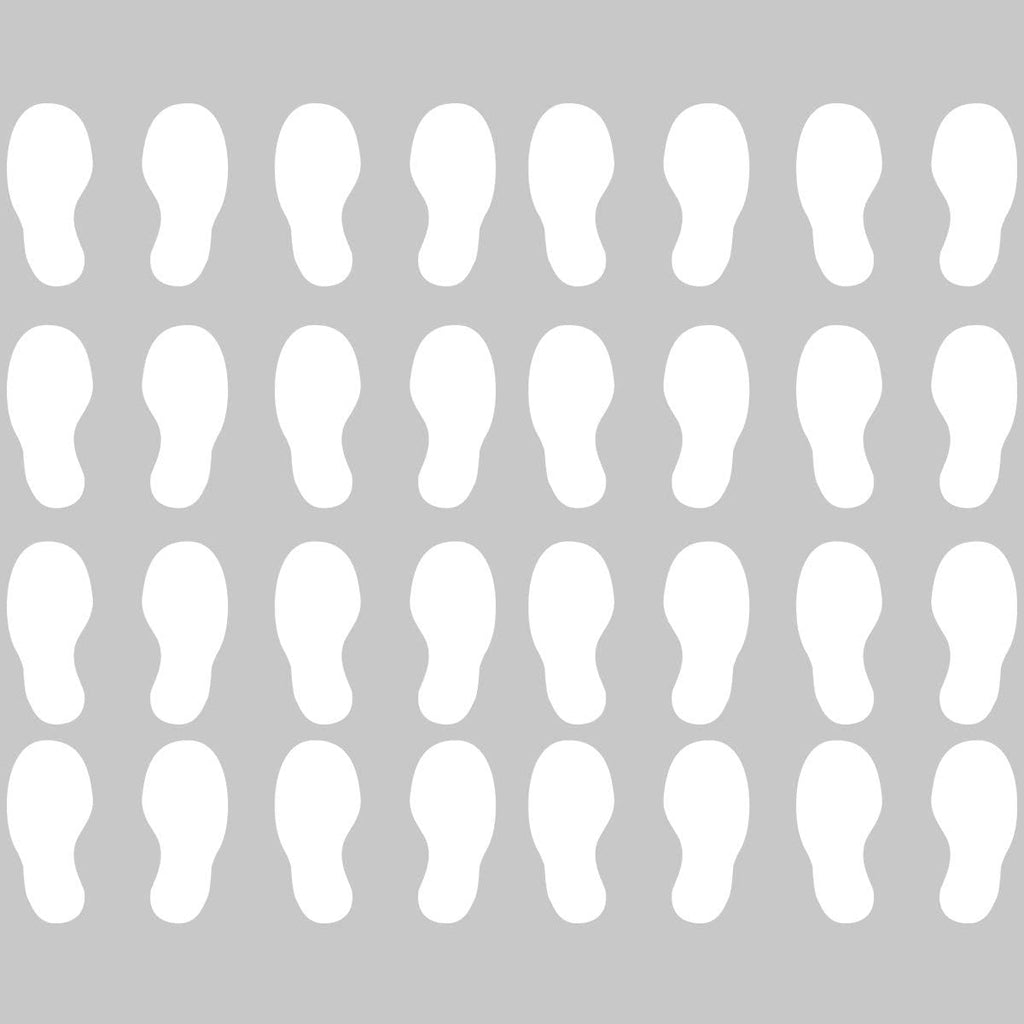 VWAQ Shoe Print Footprint Vinyl Decals - Peel and Stick Floor or Wall Stickers - 32 PCS (White)
