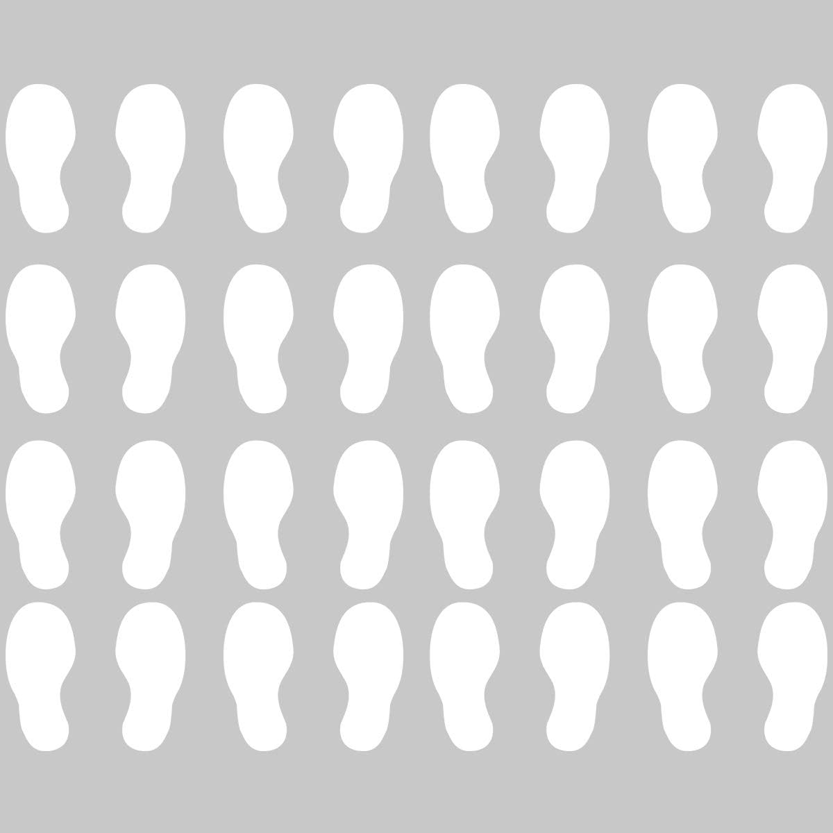 VWAQ Shoe Print Footprint Vinyl Decals - Peel and Stick Floor or Wall Stickers - 32 PCS (White)