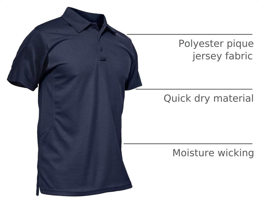 MAGCOMSEN Men's Polo Shirt Quick Dry Performance Short Sleeve Tactical Shirts Pique Jersey Golf Shirt