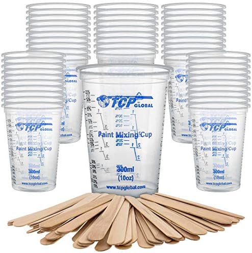 TCP Global 10 oz. (300ml) Graduated Plastic Mixing Cups - Box of 50