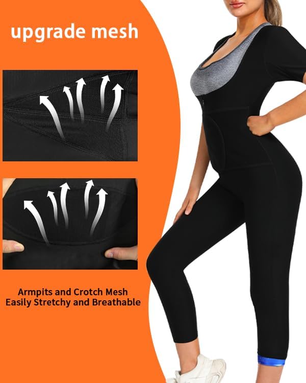 Women Sauna Jumpsuit Sweat Suit Full Body Heat Trapping Workout