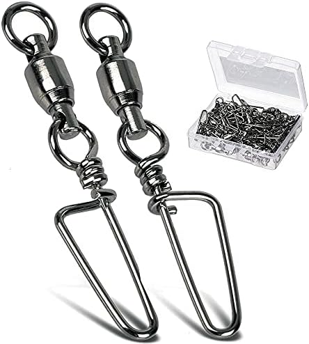 AMYSPORTS Saltwater Connector Fishing Snap Swivel High Strength Snaps Swivel Freshwater Ball Bearing Fishing Swivels Stainless Steel Corrosion Resistant Black Nickel