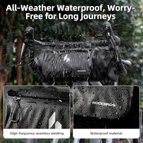 ROCKBROS Bike Handlebar Bag, Waterproof Front Frame Pouch with 8L Capacity