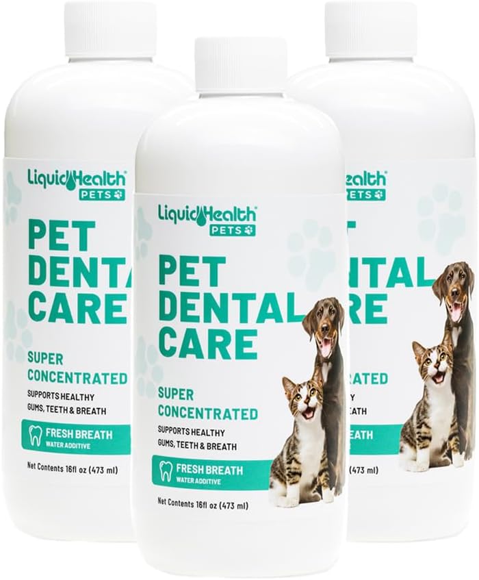 LIQUIDHEALTH Pet Dental Care Water Additive for Dogs & Cats - Fast Acting Pet Bad Breath Freshener, Dog Mouth Wash, Animal Oral Dental Rinse, Plaque & Tartar Teeth Cleaning Solution (2-Pack)