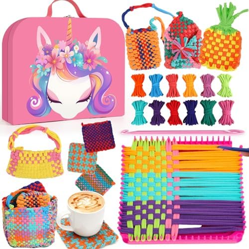 Combaybe Weaving Loom Kit Toys Gift for Kids and Adults–DIY Arts and Crafts Beginner-Friendly Potholder Loom Kit with Loops Tools Funny Birthday Gifts Toys for Girls Ages 5 6 7 8-12 13 Years Old