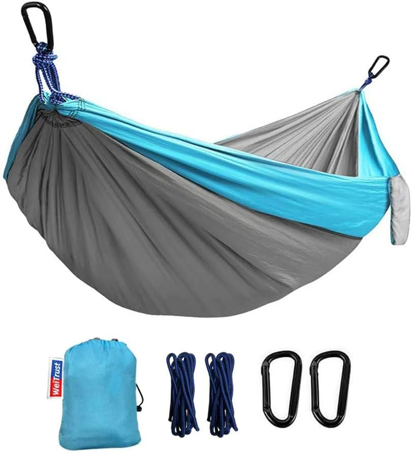 Camping Hammock, Portable Hammocks with Tree Straps & Attached Carry Bag, Travel Tree Hammocks for Outside Indoor Hiking Beach Backpack Travel(Orange, Polyester Pongee)