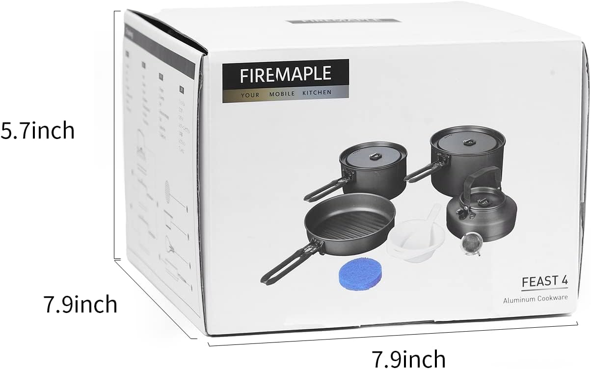 Fire-Maple Feast Outdoor Camping Cookware, Pot and Pan Set Stackable Kit