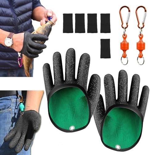 2Pcs Fishing Gloves with Magnet Release, Professional Catch Fish Gloves for Handling,Catching,Cleaning,Fisherman Fishing Accessories