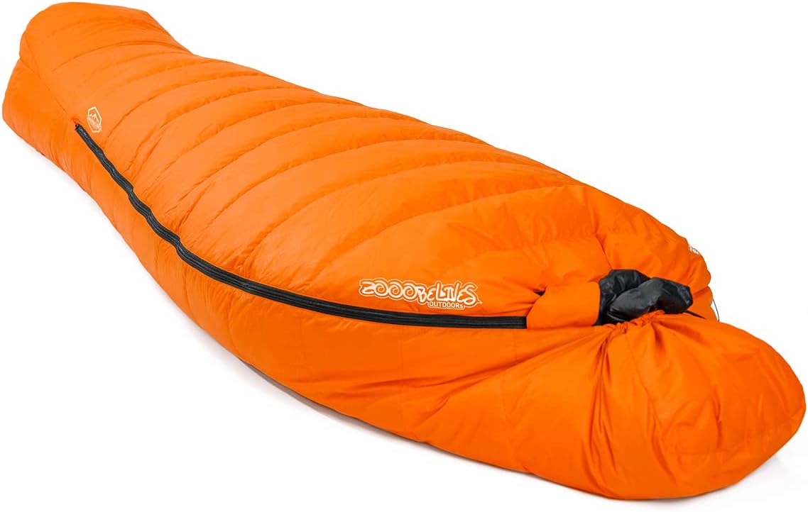 ZOOOBELIVES 10 Degree Down Sleeping Bag for Adults, 4-Season Cold-Weather Mummy Bag, Roomy Fit, 550+ Fill Power Warmth, Lightweight & Compressible for Car Camping, Backpacking & Hunting - AlpliveD1500