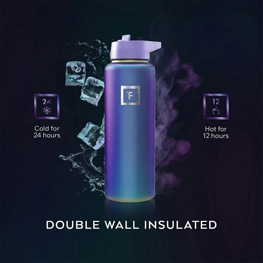 IRON °FLASK 40 oz Wide Mouth Water Bottle with Straw
