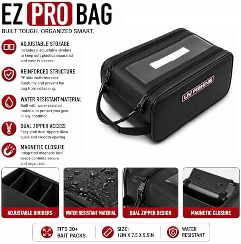LIV FISHING EZ PRO Tackle Bag - Pull Handle, Clear Window, Fits 25+ Baits