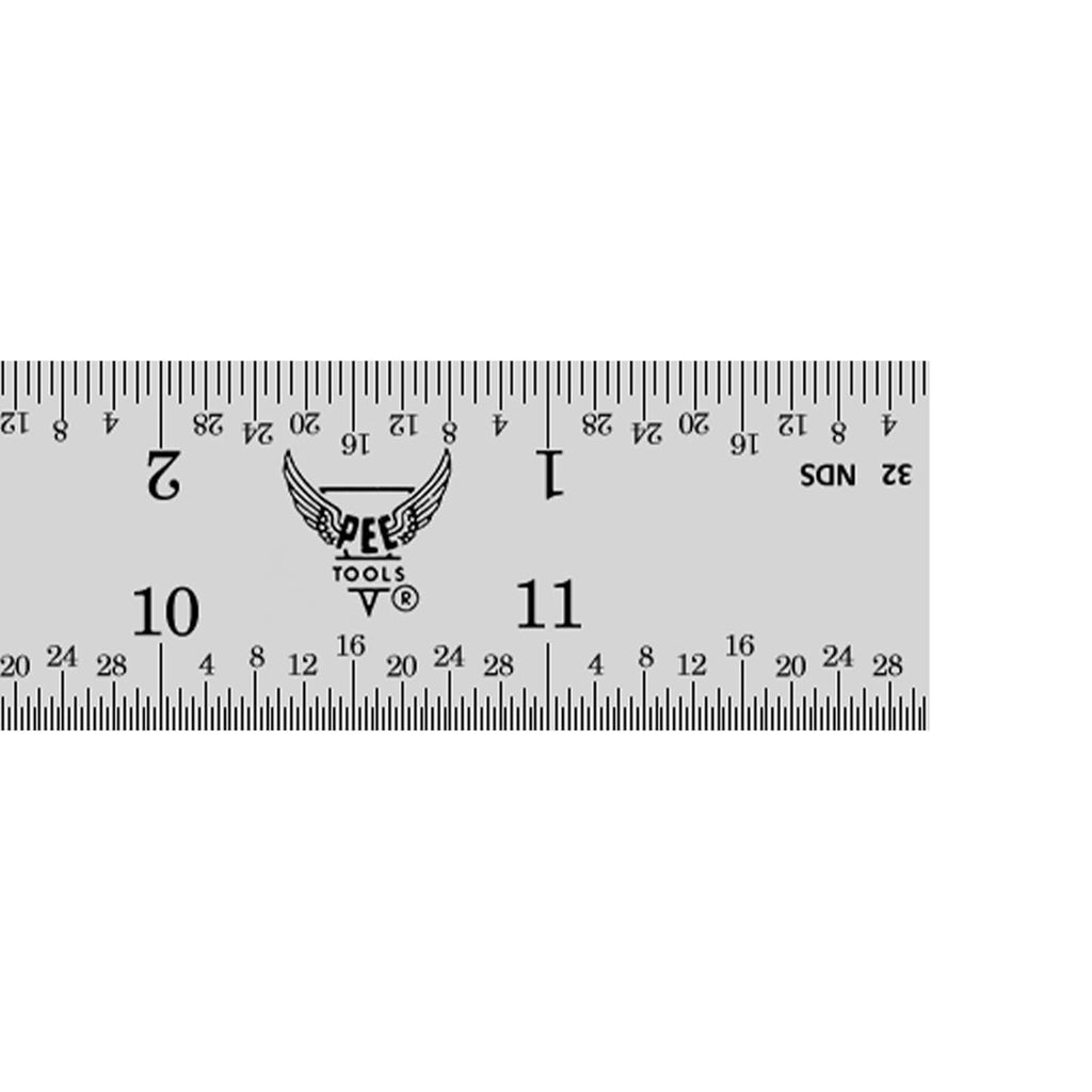PEC Tools 12" Metal Ruler, Rigid, 4R Graduation, High Precision, Pack of 3
