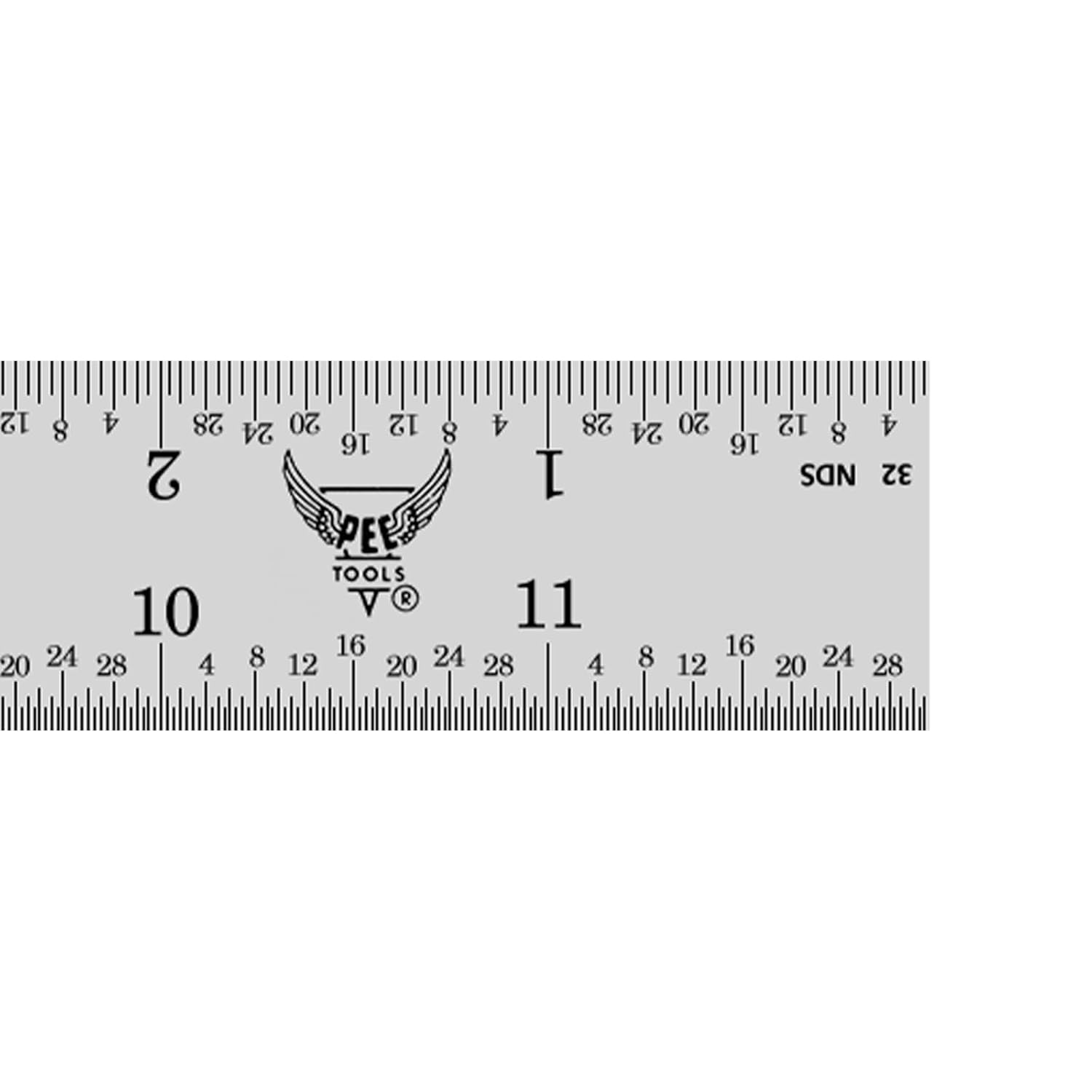 PEC Tools 12" Metal Ruler, Rigid, 4R Graduation, High Precision, Pack of 3