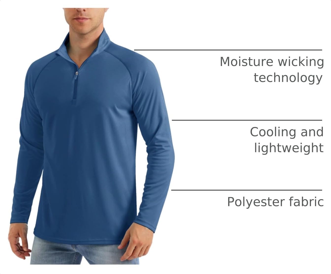 MAGCOMSEN Men's Long Sleeve Sun Shirts UPF 50+ Tees 1/4 Zip Fishing Running Rash Guard Athletic T-Shirts