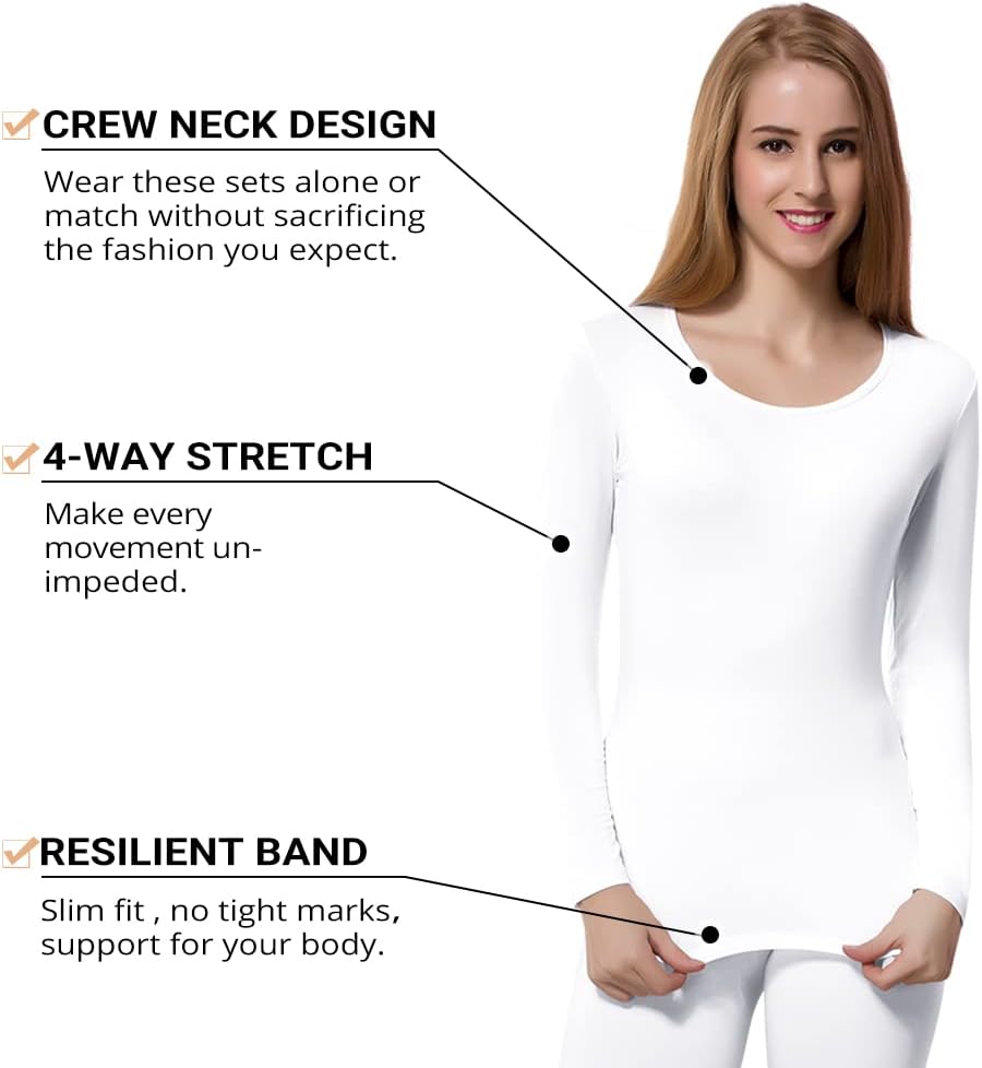 Women's Thermal Underwear Base Layer with Fleece Lined Winter Cold Weather