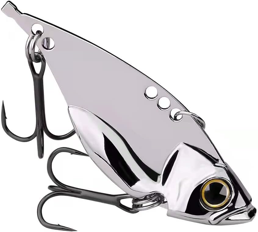 5 Pack Metal Blade Baits for Bass Fishing Lures Hard Metal VIB Fishing Spoons Crankbaits Swimbaits for Trout Walleye Crappie Saltwater Blade Bait Fishing
