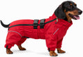 Lovelonglong Waterproof Dog Raincoat – 4-Leg Full Body Dog Rain Suit with Reflective Strips & Leash Opening, Outdoor Dog Jacket for Rainy Weather