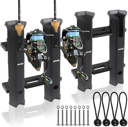 2 Sets of Interlocking Fishing Rod Racks Kit with Carbon Fiber Texture